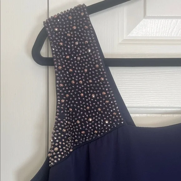 Xscape Women’s Dark Blue One-Shoulder Dress with Embellished Strap Size 18W - Picture 6 of 8